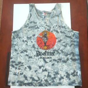 Vintage Pipefitter Boulder Mens XL Tank Top With Grey Swirl Pattern